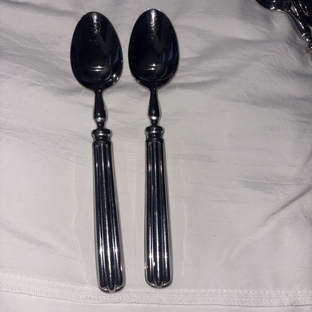 Pottery Barn TOULOUSE Soup Spoons (Set of 2) 18/10 Stainless Portugal 7 5/8"